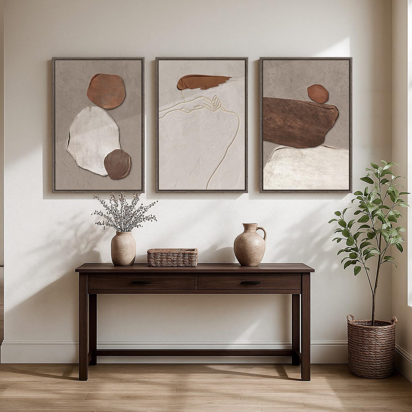 Neutral Abstract Wall Art 3PC 24x36in