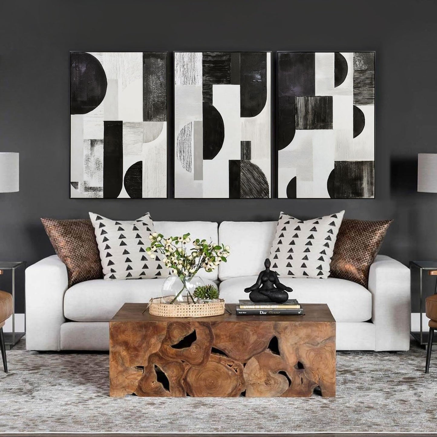 Boho Textured 3D Wall Art 3PC 24x36in