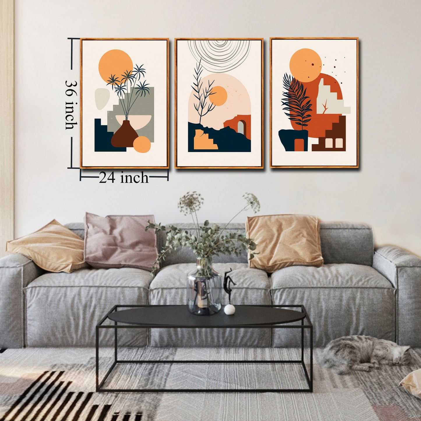 Boho Minimalist Wall Art 3PC 24x36in