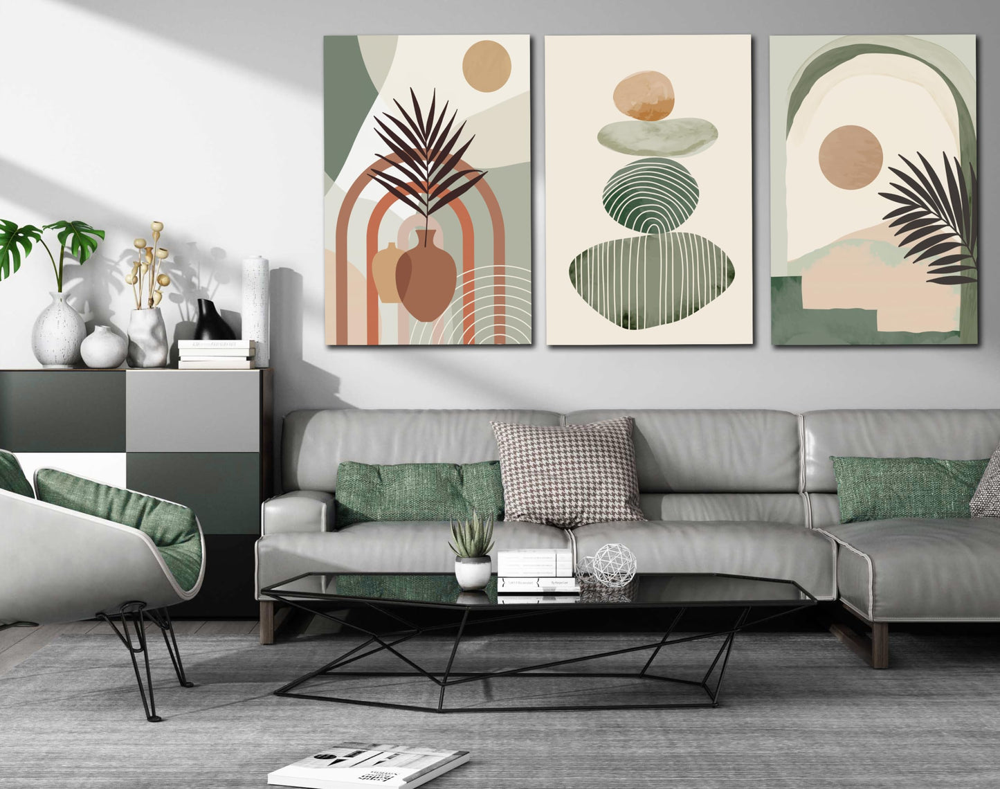 Boho Minimalist Wall Art 3PC 24x36in