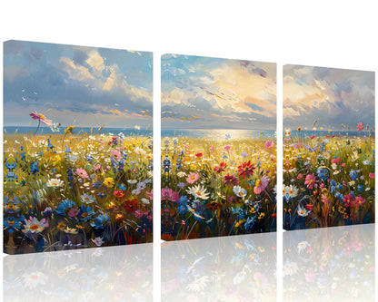 Beach Canvas Wall Art – 3 Panel Sunset