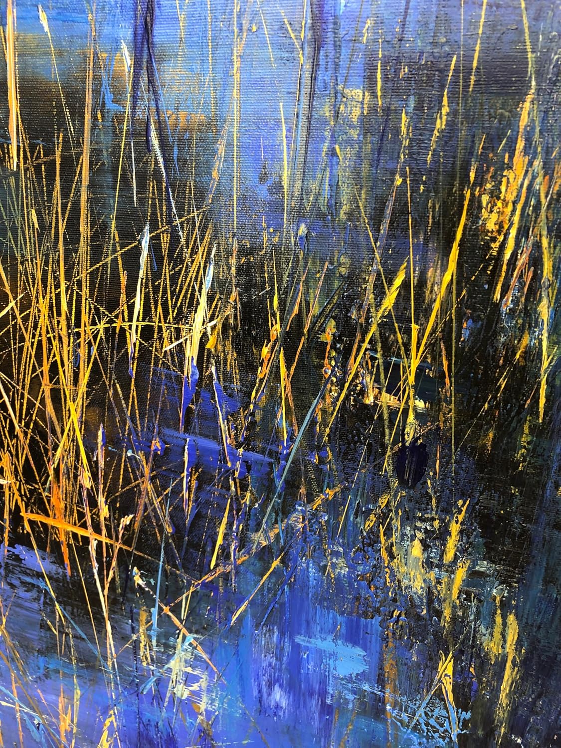 Blue & Gold Abstract Wall Art – 72x72in