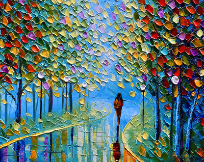 Abstract Tree Landscape Oil Painting 24x36in